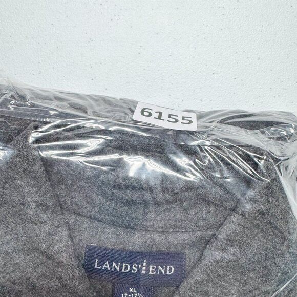 Lands End Flannel Shirt Mens XL Gray Chamois Casual Outdoor Camping Fishing - Picture 12 of 12